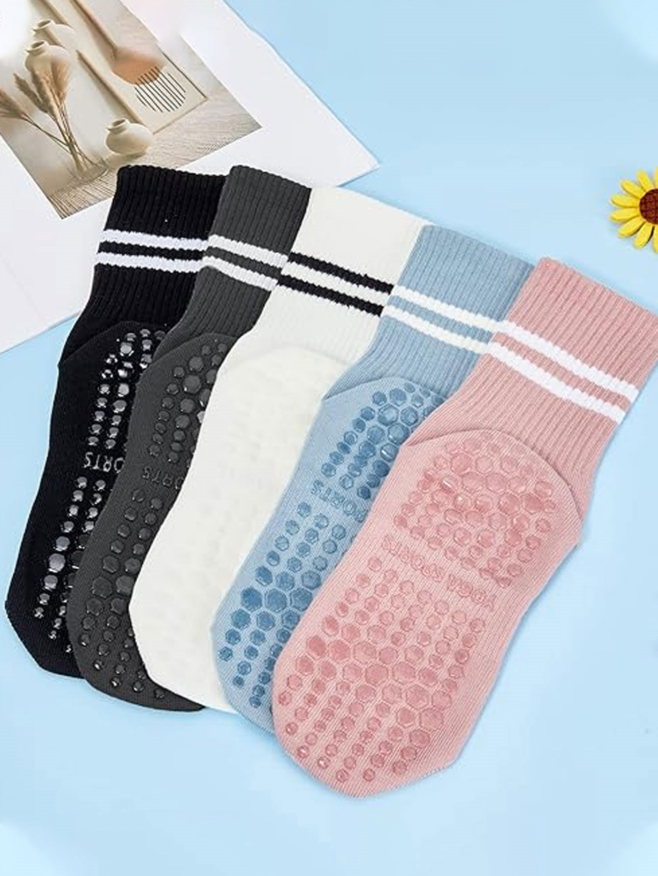 3 Pairs of Yoga Socks, Non-Sli - Medias Para Pilates Y Yoga 评论和价格