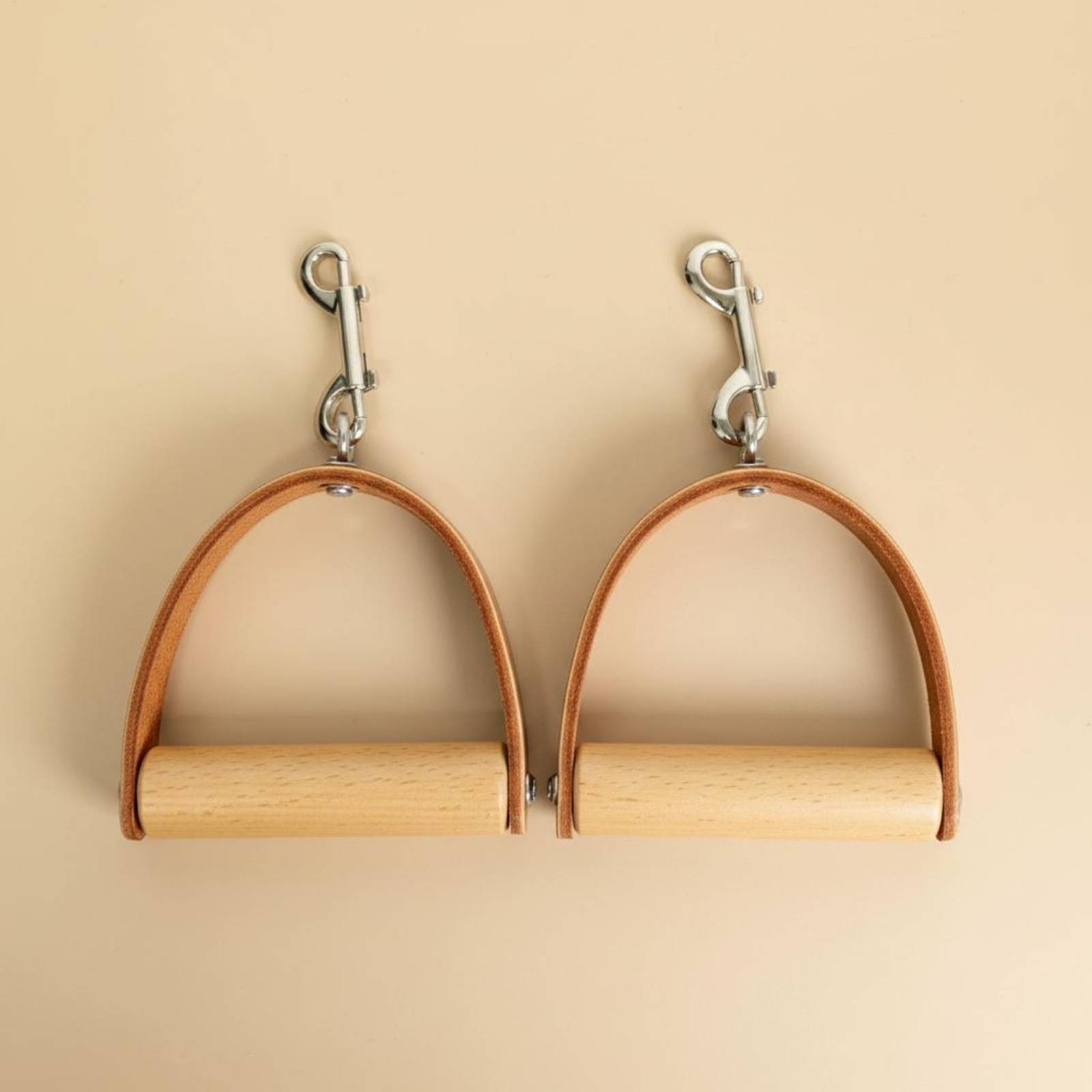 2 Pieces Leather Wood Handles  - Pilates & Yoga With Harna 评论和价格