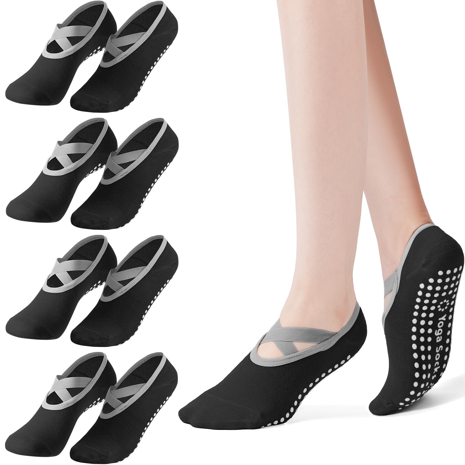 4-Pack Women's Pilates Socks,  - Medias Para Pilates Y Yoga 评论和价格