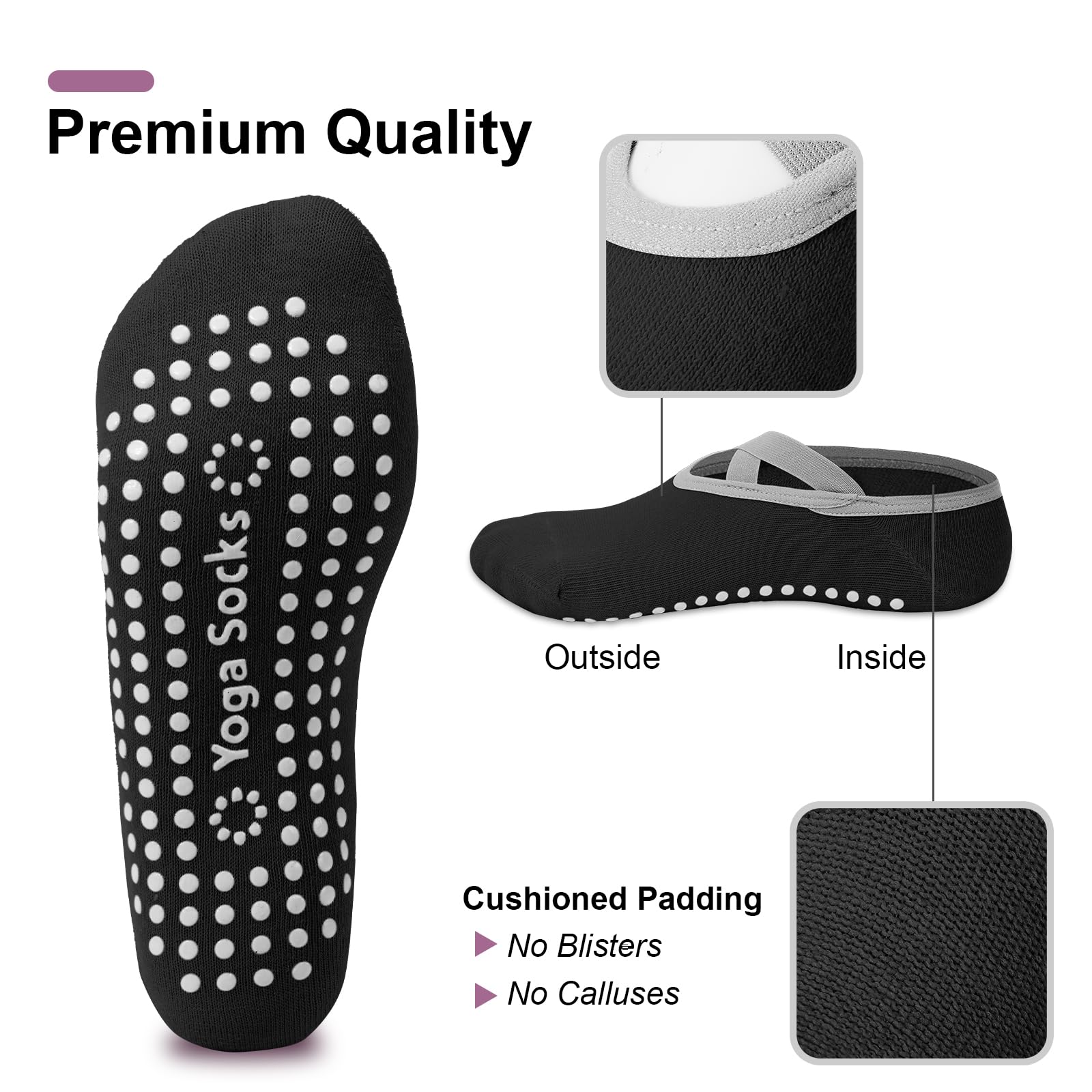 4-Pack Women's Pilates Socks,  - Medias Para Pilates Y Yoga 评论和价格