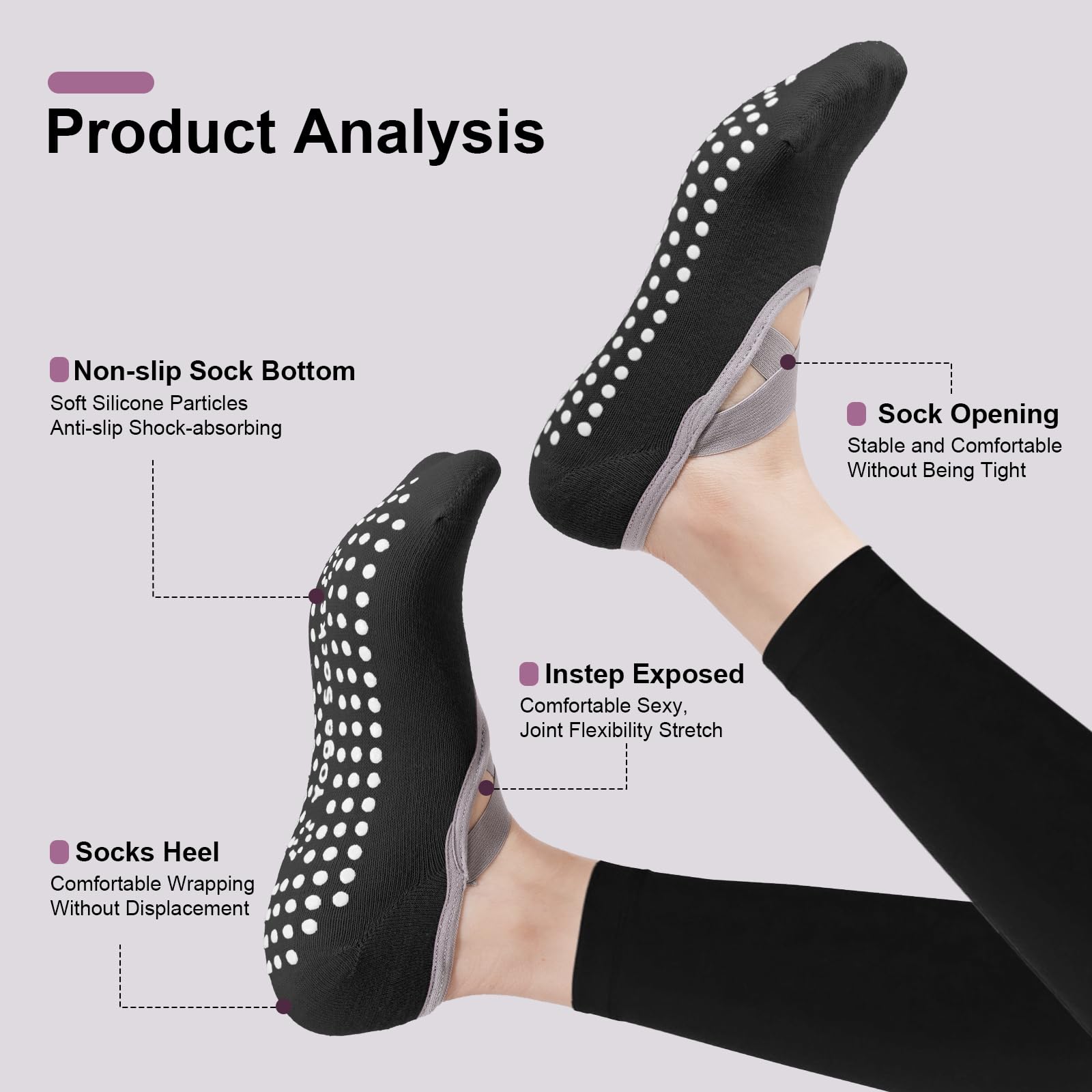 4-Pack Women's Pilates Socks,  - Medias Para Pilates Y Yoga 评论和价格